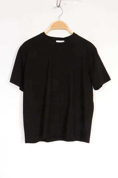T-shirt basique en coton épais, col rond noir