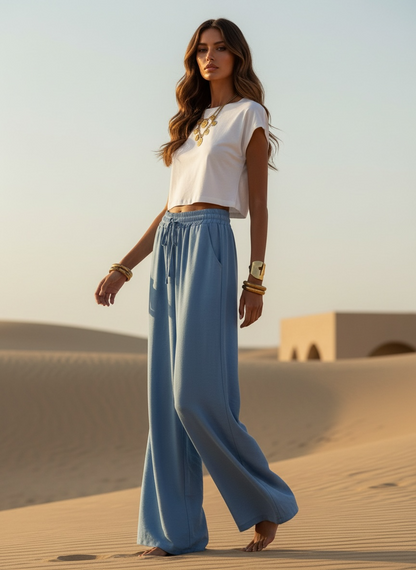 Pantalon fluide italien – bleu denim