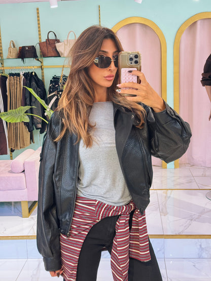 Top moulant en cachemire gris
