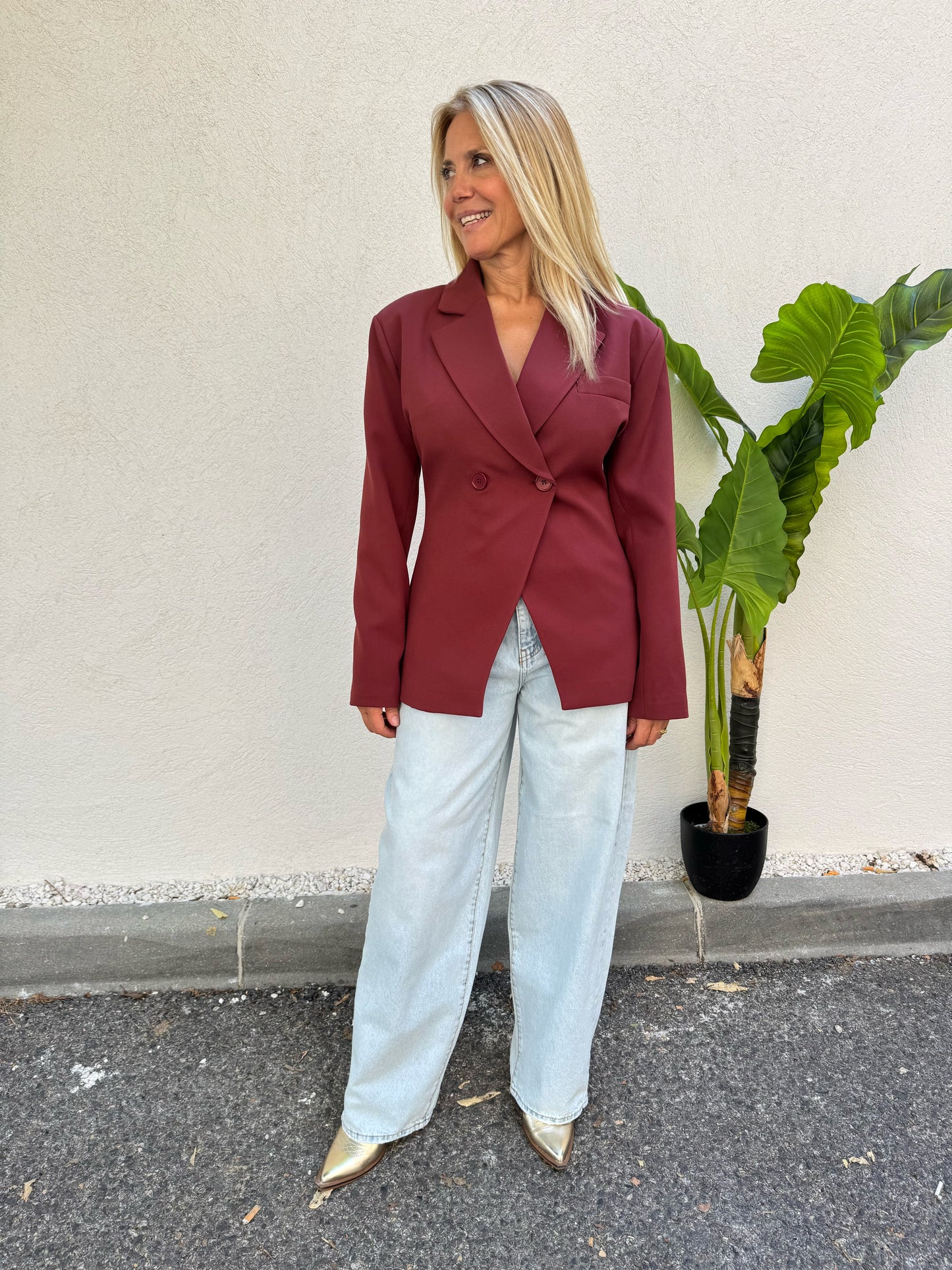 Veste tailleur signature cintrée brique
