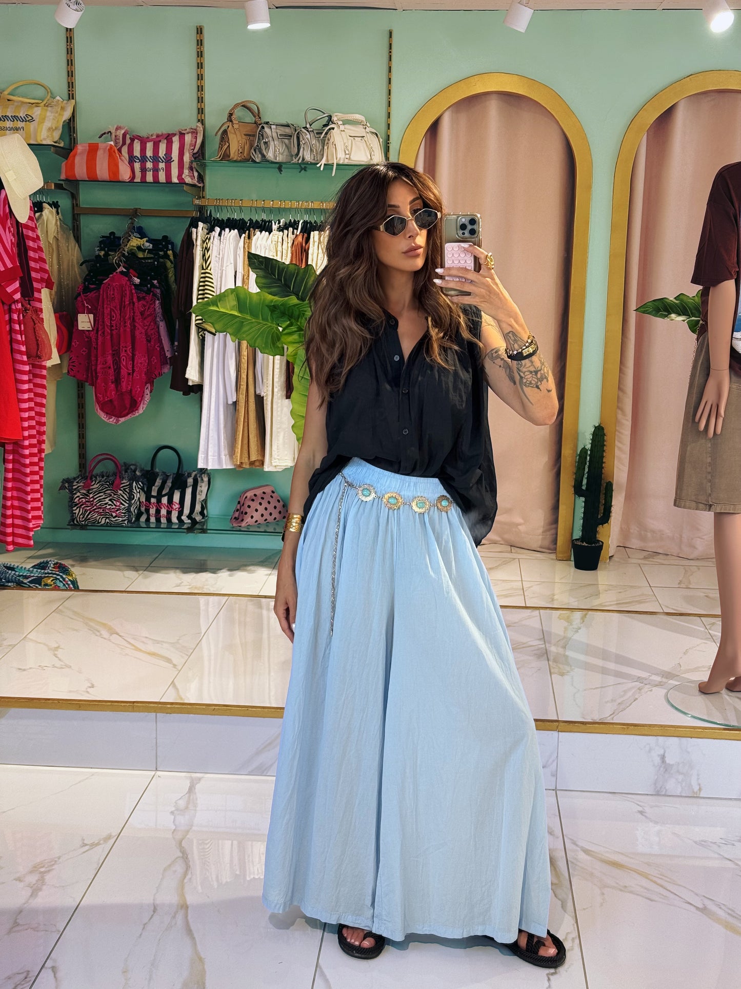 Pantalon jupe oversize - bleu ciel