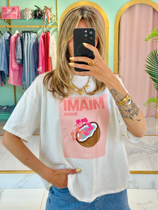 T-shirt Miami Beach – coconut