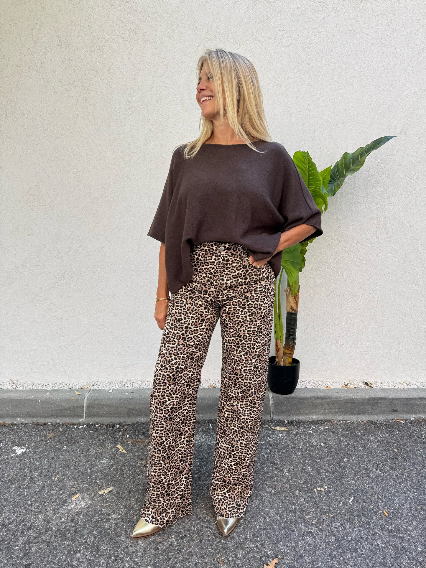 Maille basique loose et douce chocolat