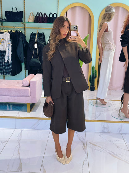 Veste Tailleur à Boutonnage Designer- marron