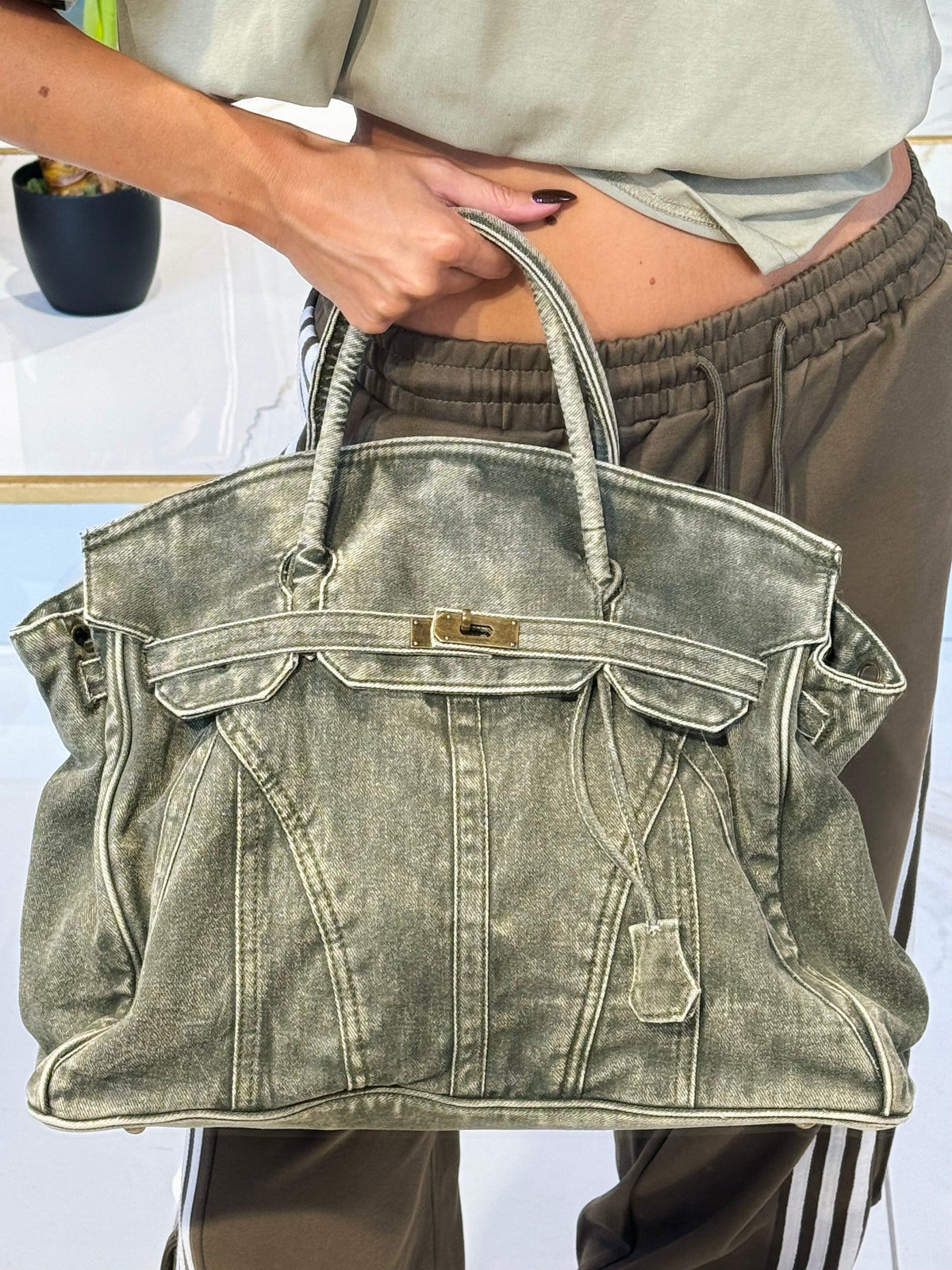 Sac dupe Hector en jean - kaki