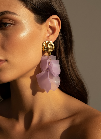 Boucles d’oreilles fleur résine - Lila