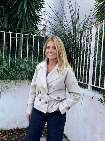 Trench Court Oversize avec Cordon Ajustable beige