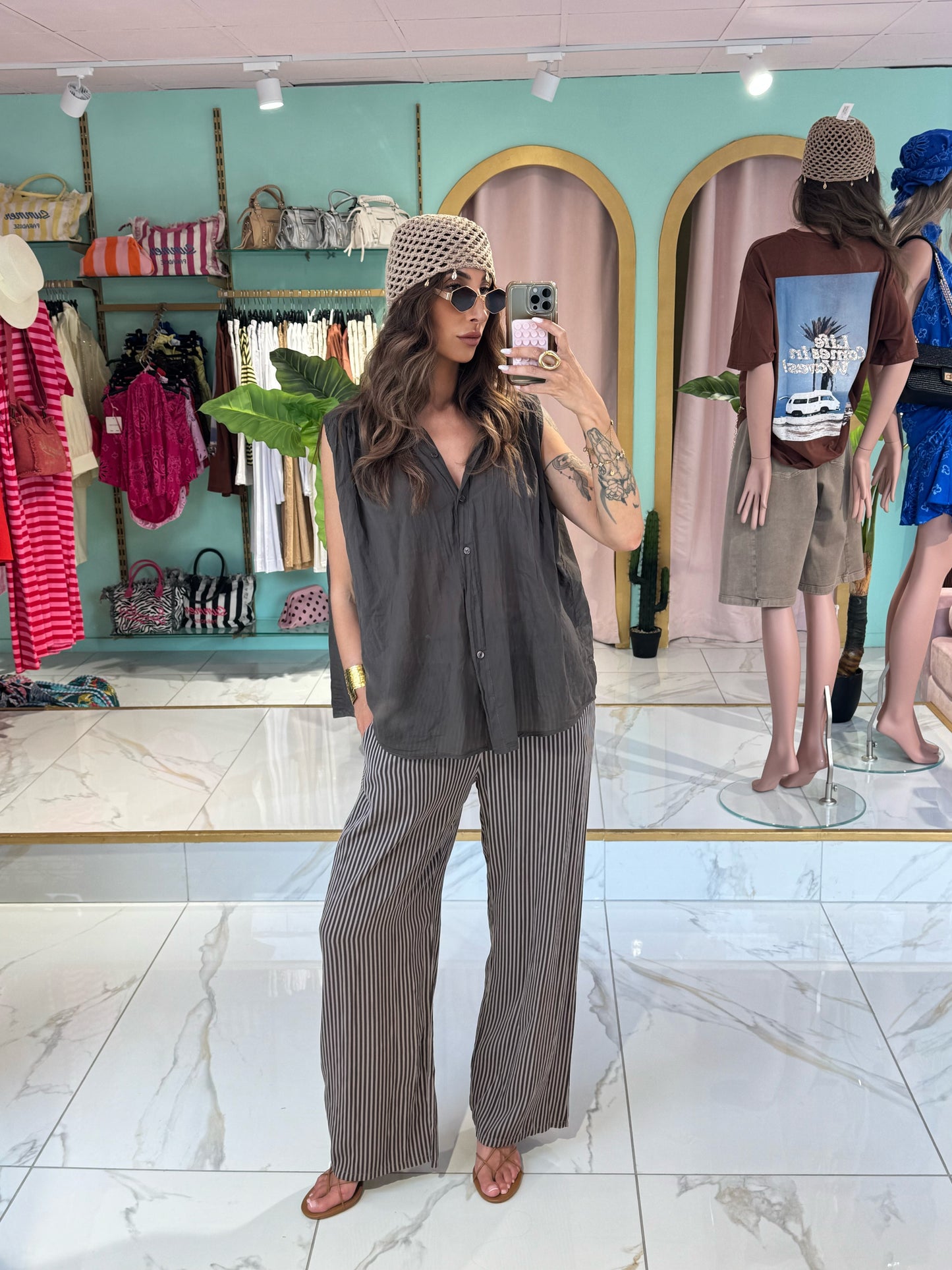 Blouse légère sans manches- chocolat