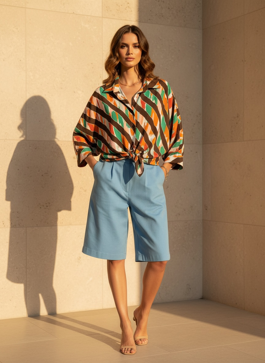 Chemise Oversize à motifs - chocolat