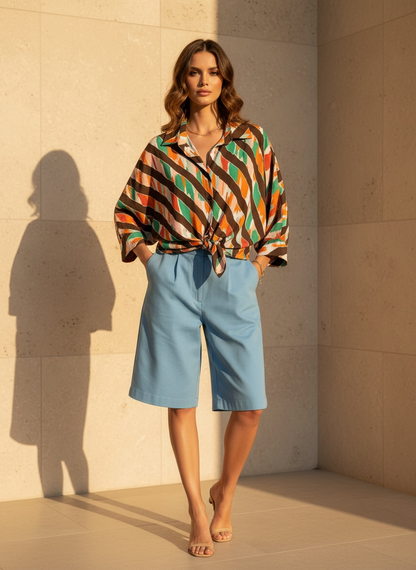 Chemise Oversize à motifs - chocolat