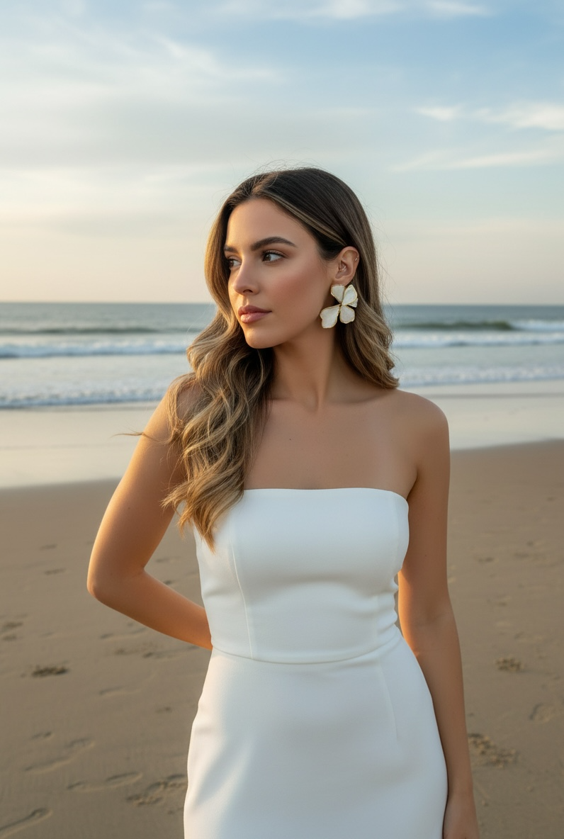 Boucles d’oreilles fleurs blanches