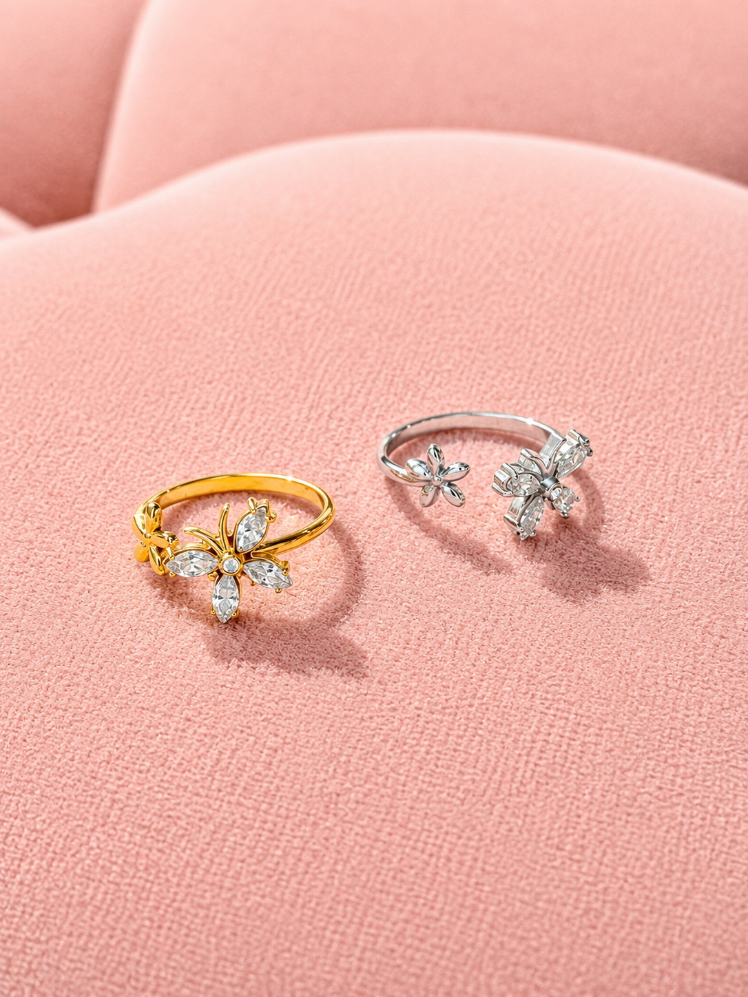 Bague papillon & fleur