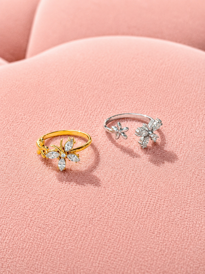 Bague papillon & fleur