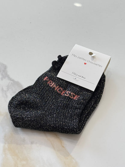 Chaussettes paillettes mile Mila - message princesse