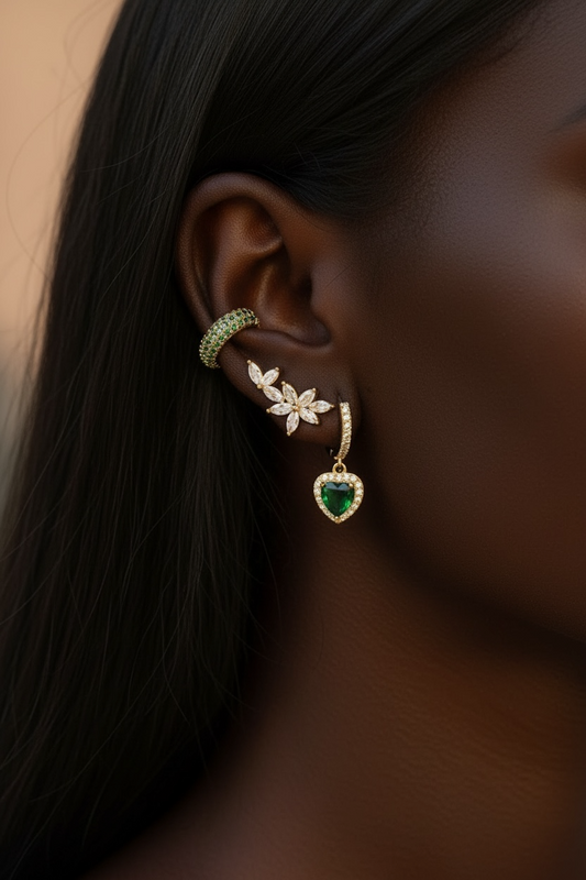 Bo gamme spacy cœur strass vert