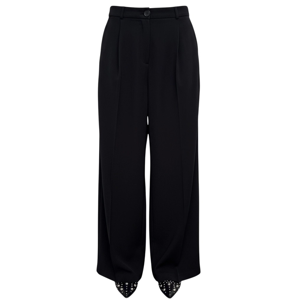 Pantalon tailleur coupe palazzo noir