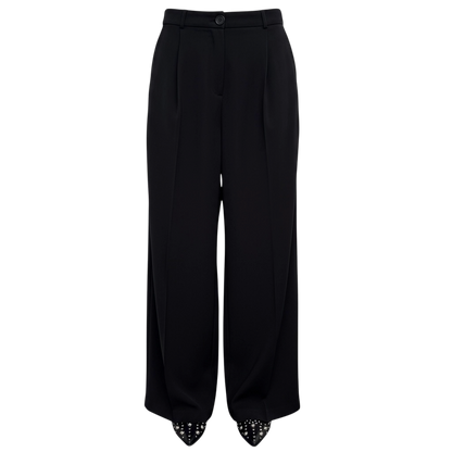Pantalon tailleur coupe palazzo noir