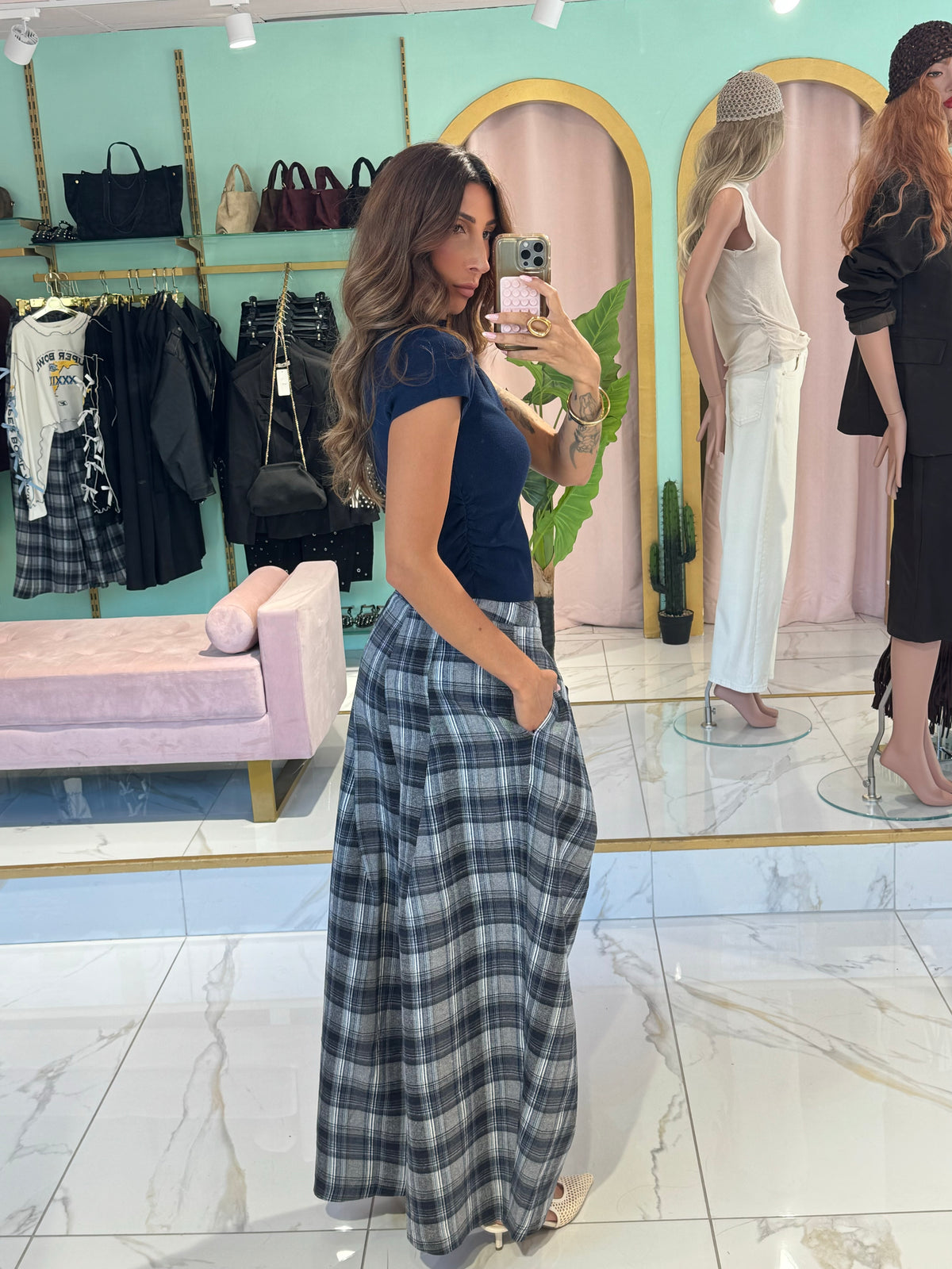 Pantalon Tailleur Extra Wide à Carreaux – MOCHY