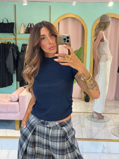 Top en Maille Froncé - bleu marine