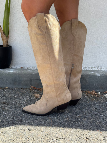 Bottes façon nubuck beige