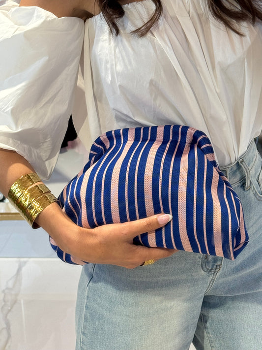 Pochette bleu et rose