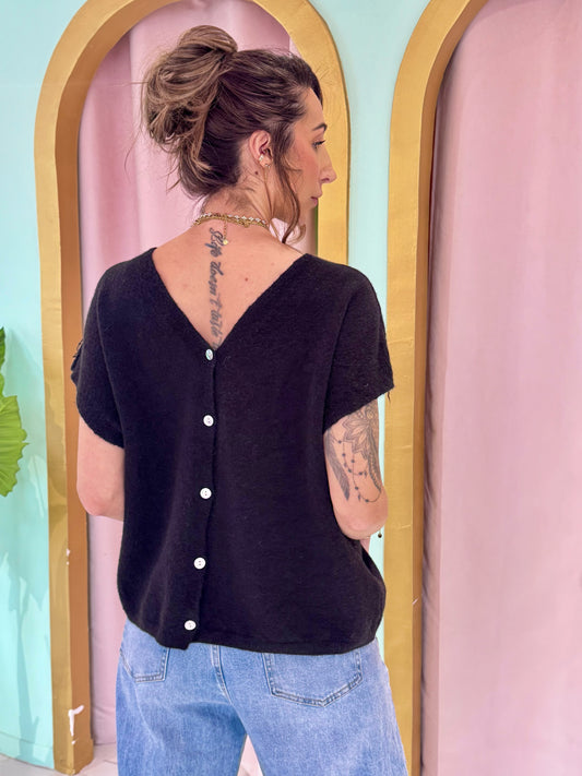 Gilet en maille sans manches – Loose & réversible noir