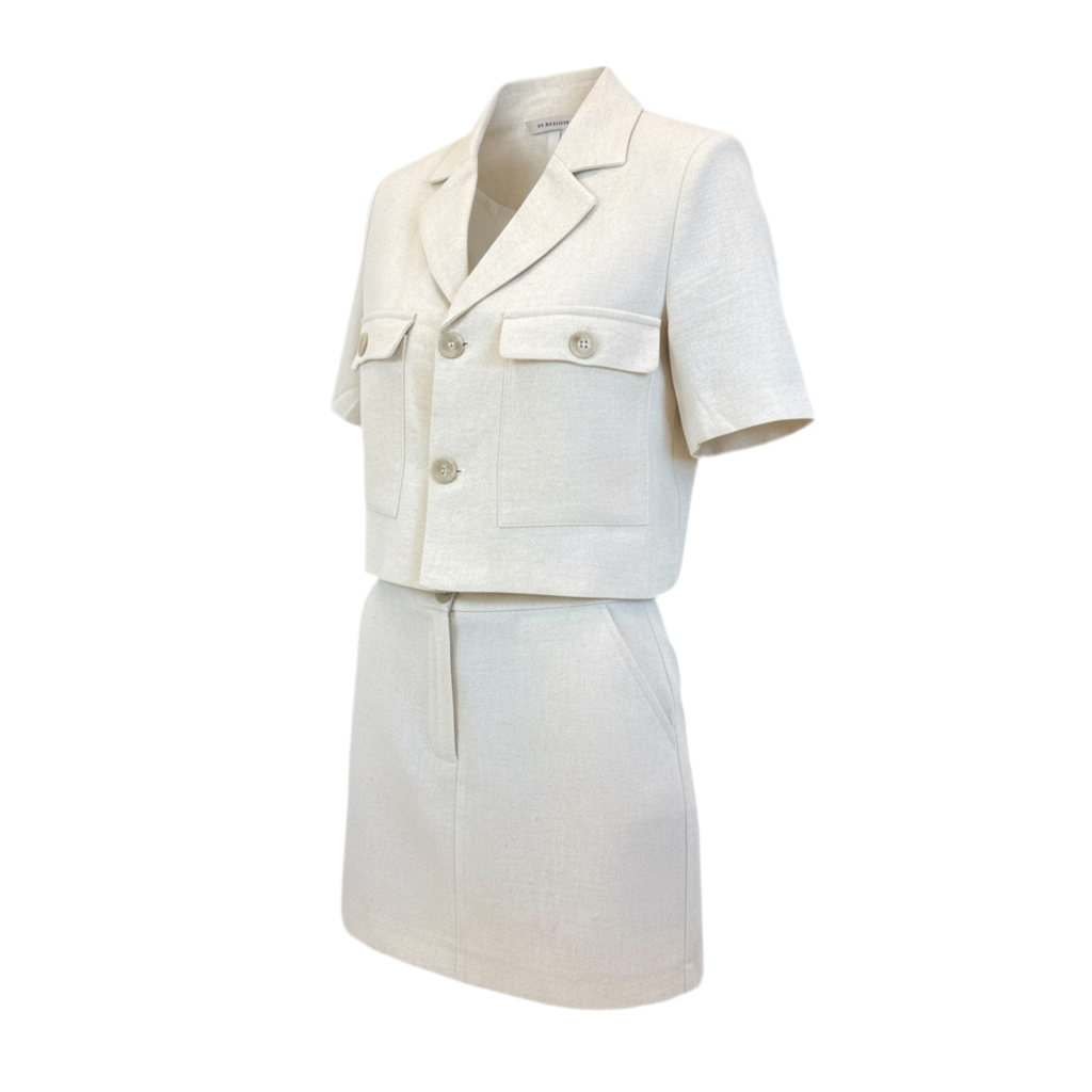 Ensemble veste & jupe texturé beige