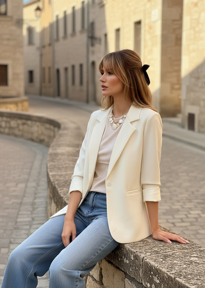 Veste Tailleur Stretch – Streetwear chic - beige