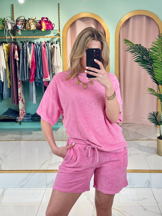Ensemble éponge loose – Le look chill & stylé de l’été coloris rose