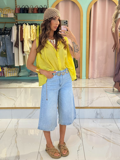 Blouse légère sans manches- jaune