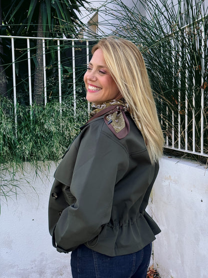 Trench Court Oversize avec Cordon Ajustable kaki