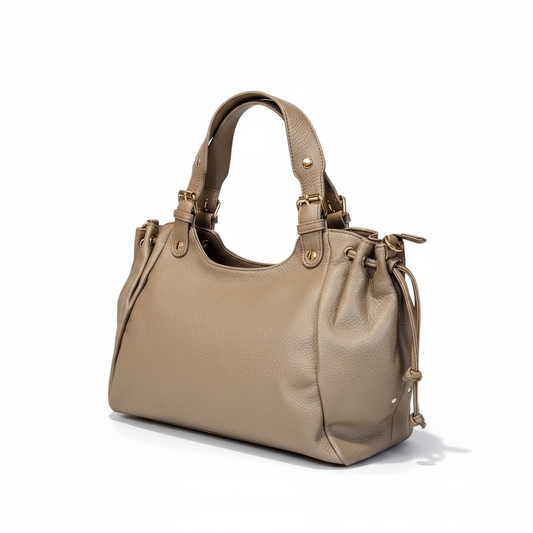 Sac bowling en simili grainé – Grand format – Style intemporel- beige