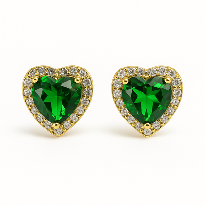 Boucle d’oreille puce cœur vert