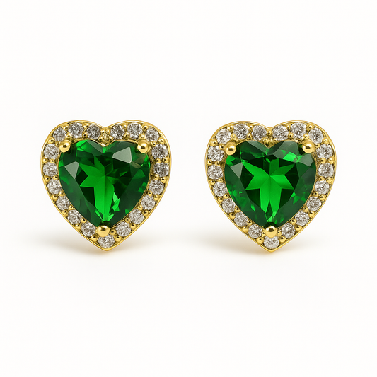 Boucle d’oreille puce cœur vert