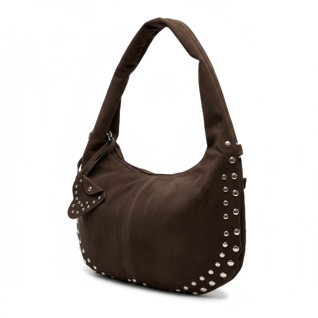 Sac hobo façon nubuck -chocolat