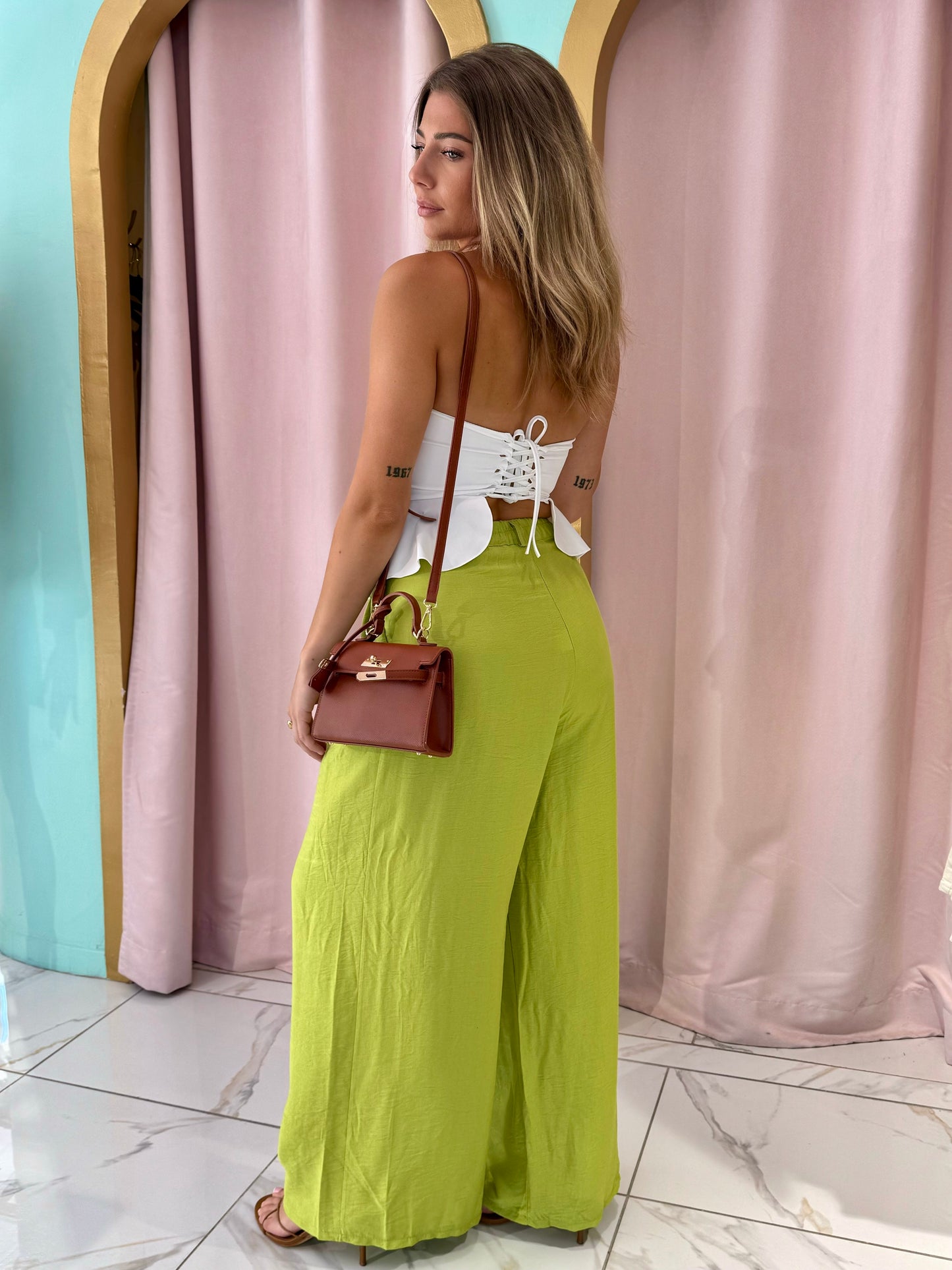 Top bustier avec coque & lacet dans le dos - blanc