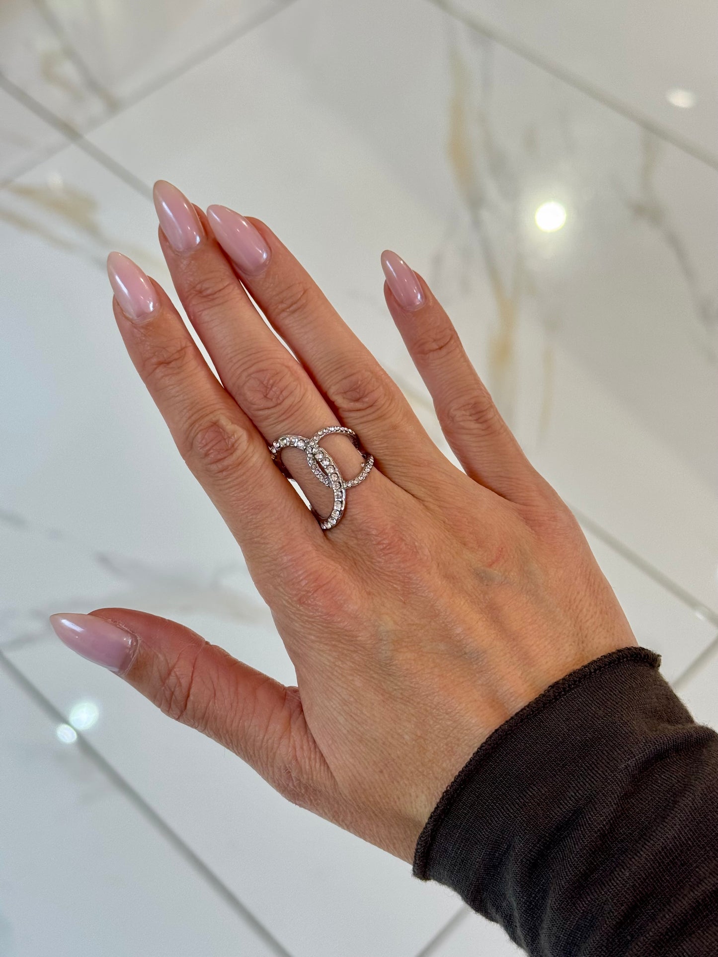 Bague strass Dupe croisée coloris argent