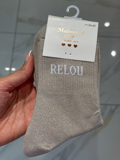 Chaussettes pailletées - message relou