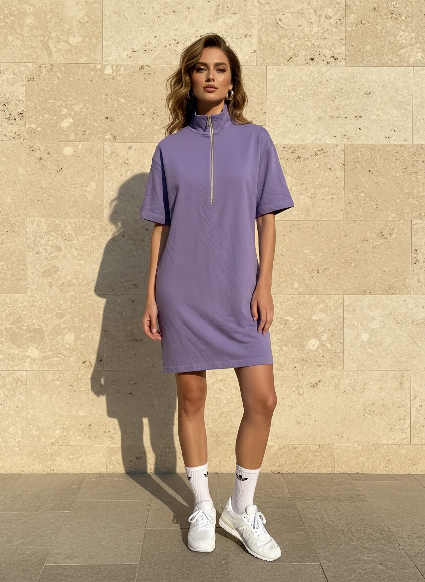 Robe streetwear zippée - lilas