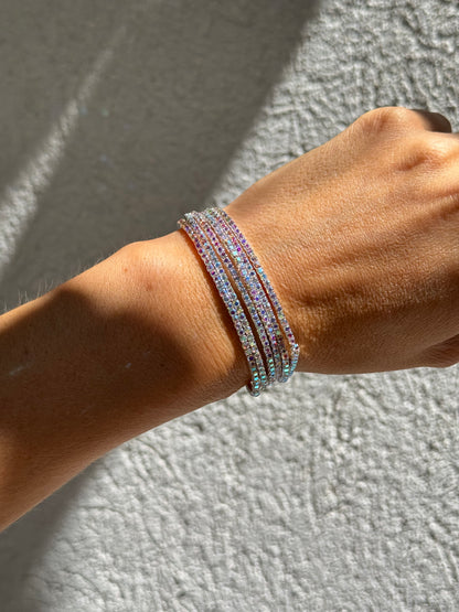 Bracelet strass ultra brillant ( lot de 6) coloris argent sirène