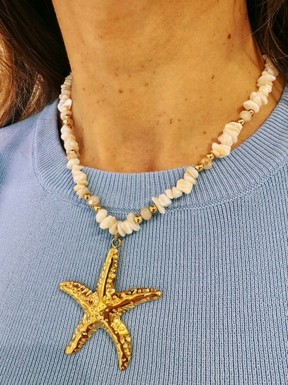 Collier perles & étoile de mer