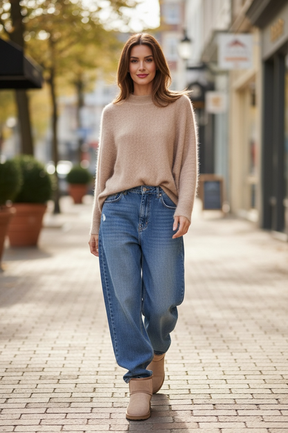 Pull en maille beige