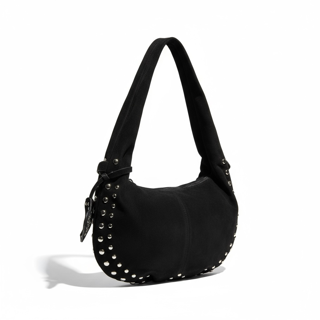 Sac hobo façon nubuck -noir