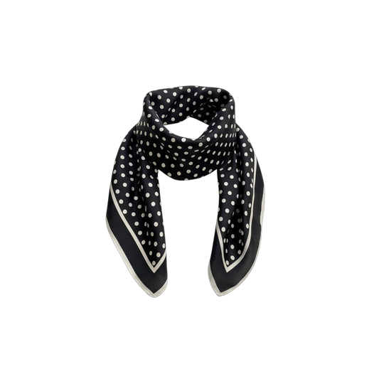 Foulard carré satin noir à pois