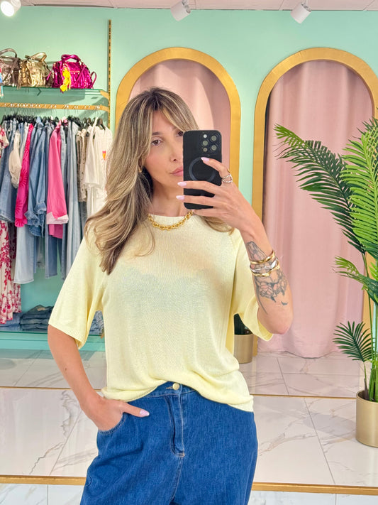 Top en maille fluide – confort & basique coloris jaune