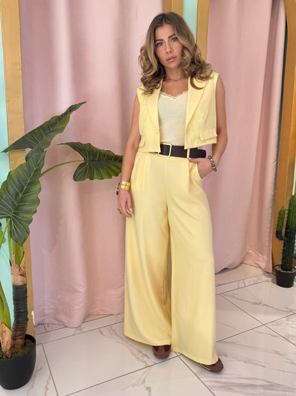 Pantalon palazzo fluide – jaune
