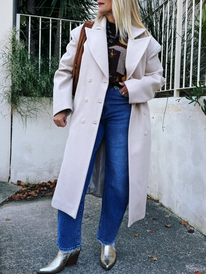 Manteau long structuré dupe beige