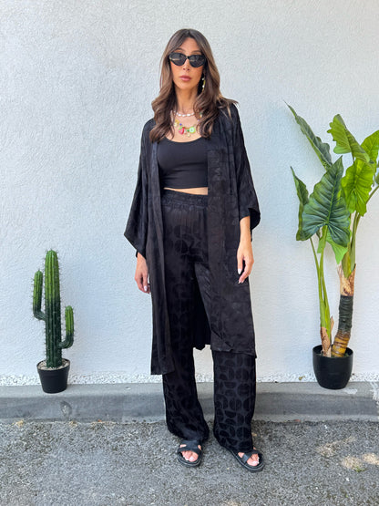 Ensemble kimono satiné noir