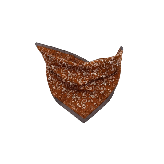 Foulard carré satin Camel & chocolat