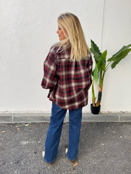 Chemise à carreaux bordeaux